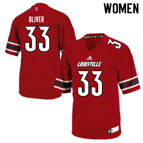Women #33 Bralyn Oliver Louisville Cardinals College Football Jerseys Sale-Red - Click Image to Close
